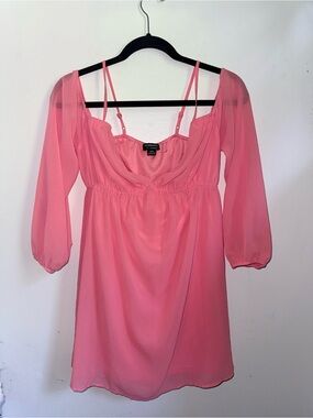 Hommage Los Angelea Sheer Long Sleeve Babydoll Dress Size M